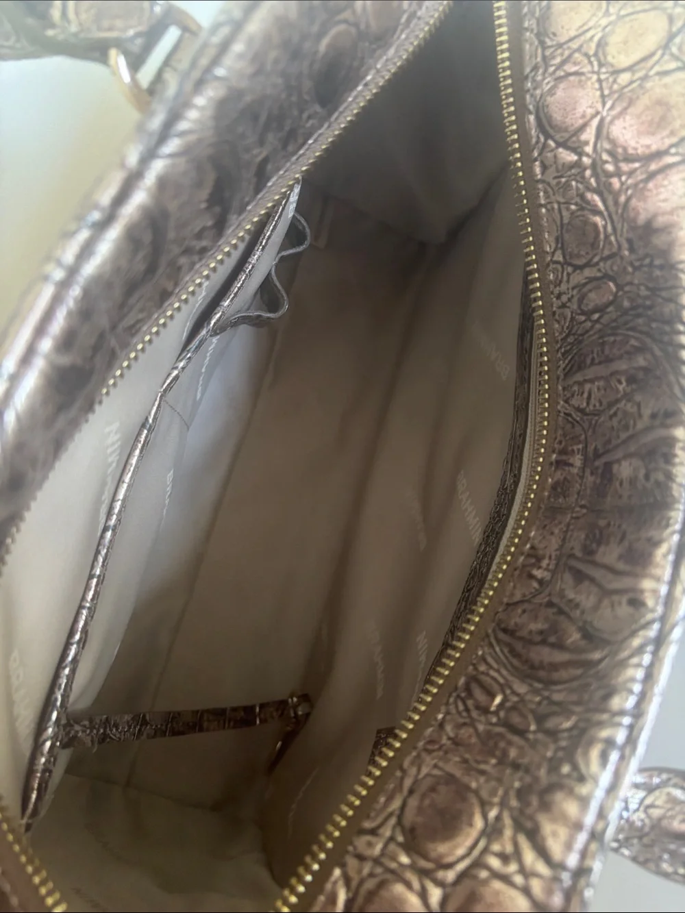 Brahmin Marissa Bronze Nebula Satchel Handbag with Matching Veronica Wallet